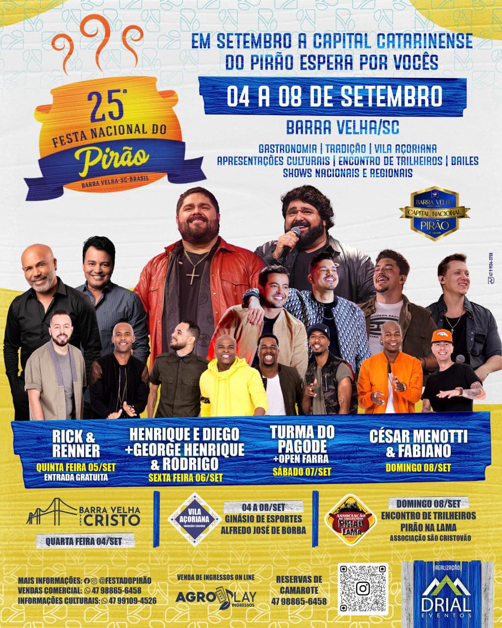 Saiu a programação da 25ª Festa Nacional do Pirão!